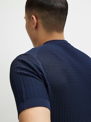 River Island Blue Muscle Fit Texture Muscle T-Shirt - Image 3 of 4