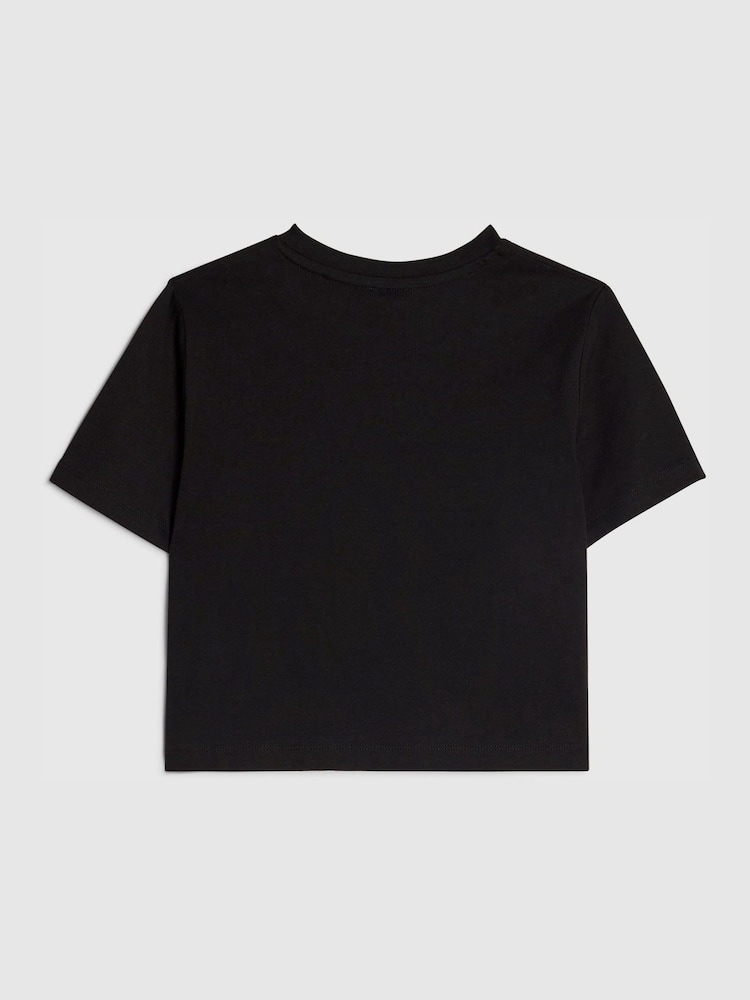 River Island Black Patchwork Crop T-Shirt - Image 2 of 4