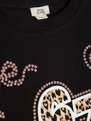 River Island Black Patchwork Crop T-Shirt - Image 3 of 4