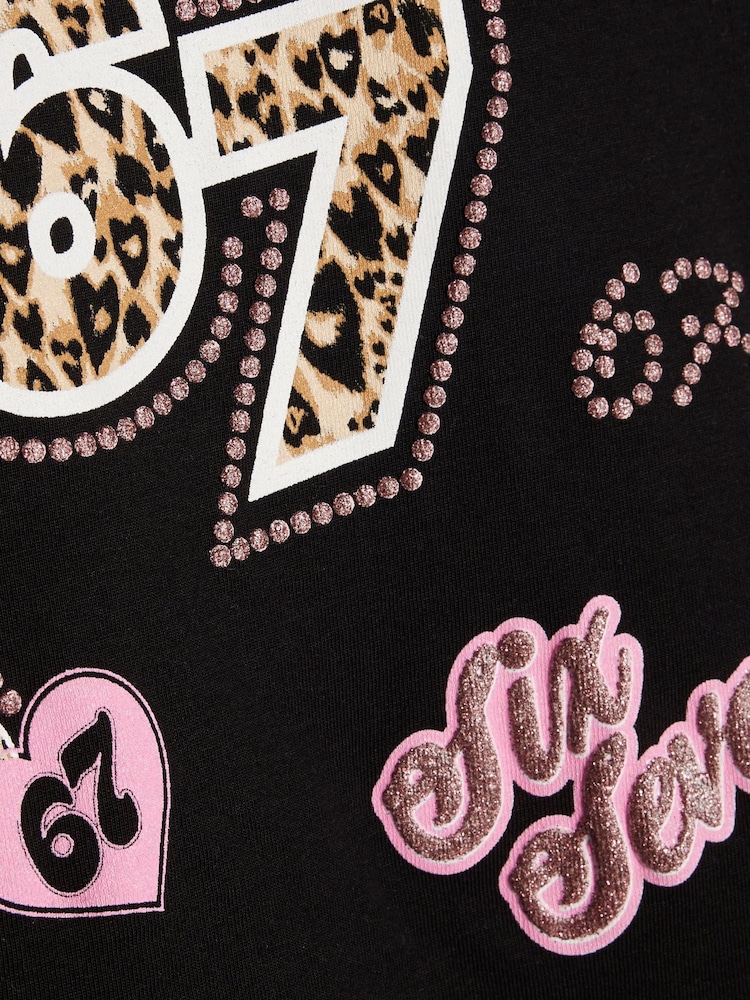 River Island Black Patchwork Crop T-Shirt - Image 4 of 4