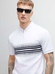 River Island White Slim Fit Panel Polo Shirt - Image 3 of 4