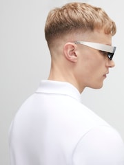River Island White Slim Fit Panel Polo Shirt - Image 4 of 4