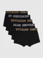 River Island Black Essentialism Waistband Trunks 5 Pack - Image 1 of 1