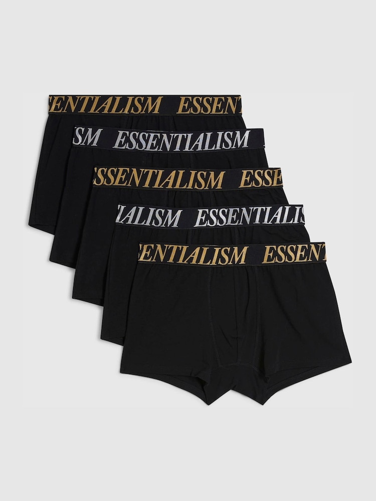 River Island Black Essentialism Waistband Trunks 5 Pack - Image 1 of 1