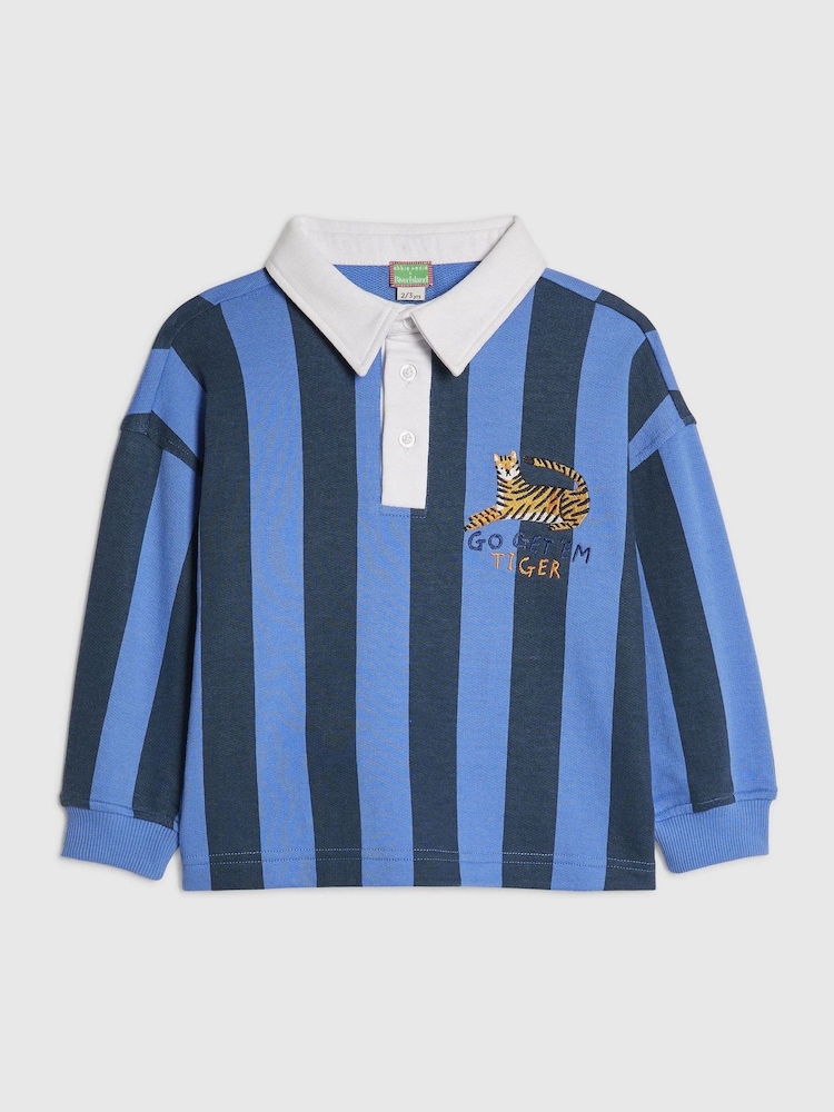 River Island Blue Abbie Rosie Oversized Stripe Rugby Shirt - Image 1 of 4