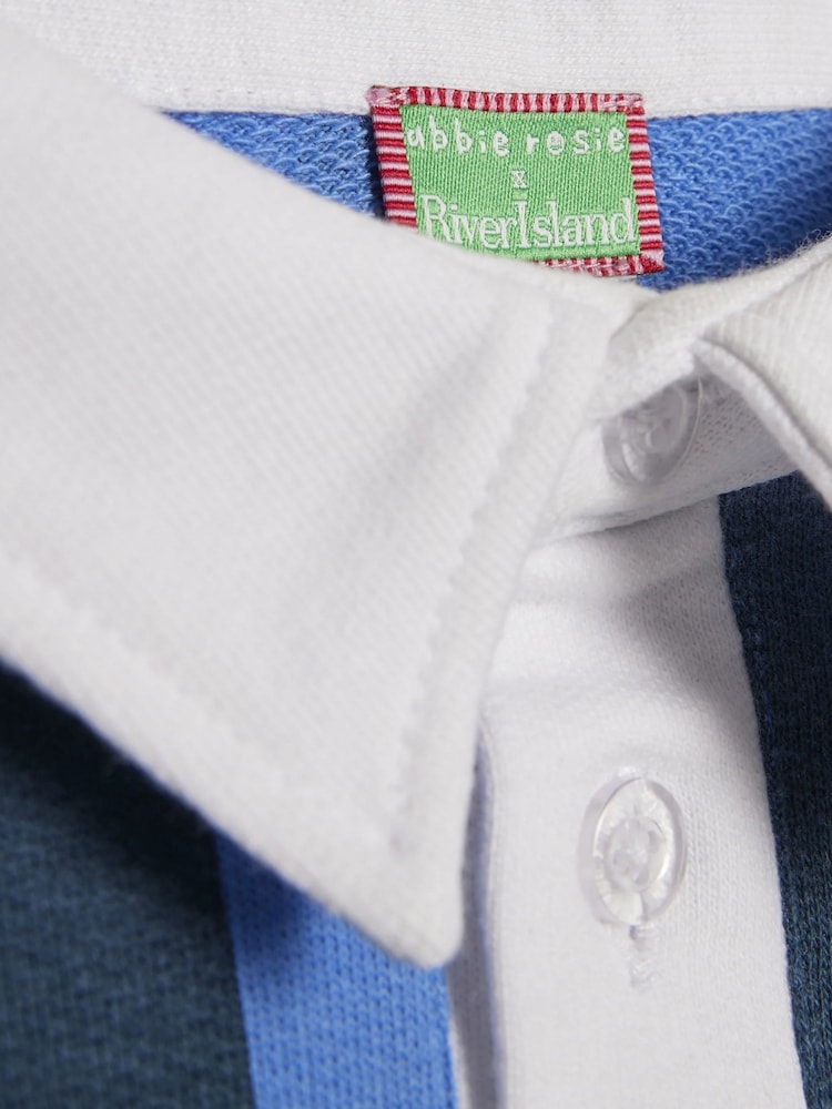 River Island Blue Abbie Rosie Oversized Stripe Rugby Shirt - Image 4 of 4