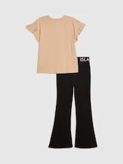 River Island Brown Frill T-Shirt And Kickflare Set - Image 2 of 5