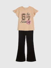 River Island Brown Frill T-Shirt And Kickflare Set - Image 3 of 5