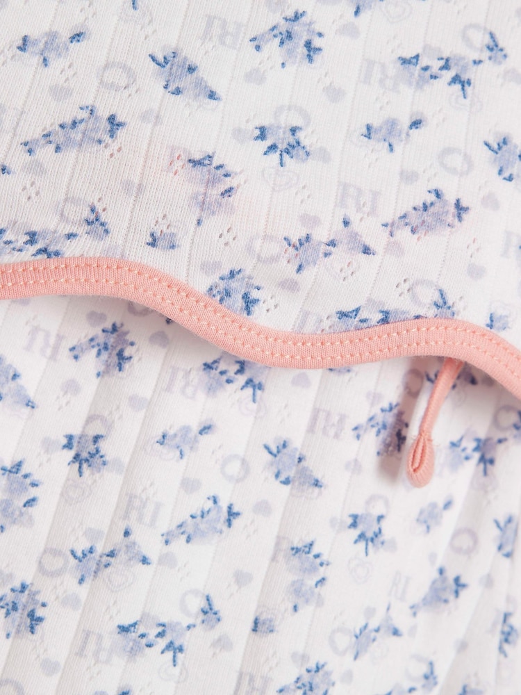 River Island White Ditsy Scallop Pointelle Pyiamas - Image 5 of 5