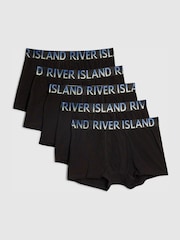 River Island Black Ombre Metallic Waistband Trunks 5 Pack - Image 1 of 1