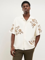 River Island Cream Floral Textured Shirt - Image 1 of 3