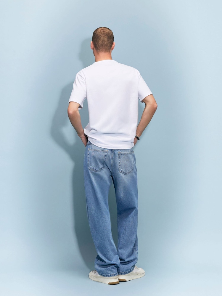 River Island Loose Fit Mid Wash Jeans - Imagen 2 de 4