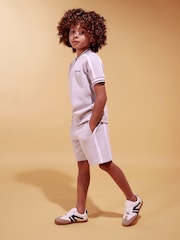 River Island Grey Slim Fit Baseball Polo & Shorts Set - Image 1 of 6
