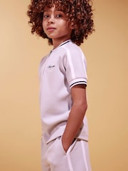 River Island Grey Slim Fit Baseball Polo & Shorts Set - Image 2 of 6