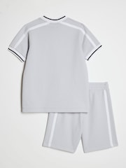 River Island Grey Slim Fit Baseball Polo & Shorts Set - Image 5 of 6