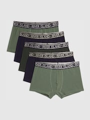 River Island Blue Satin Waistband Trunks 5 Pack - Image 1 of 1