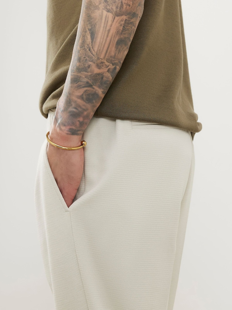 River Island Cream Slim Fit Textured Smart Trousers - Image 4 of 4