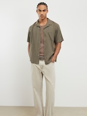 River Island Green Linen Blend Revere Shirt - Image 2 of 4