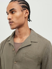 River Island Green Linen Blend Revere Shirt - Image 3 of 4