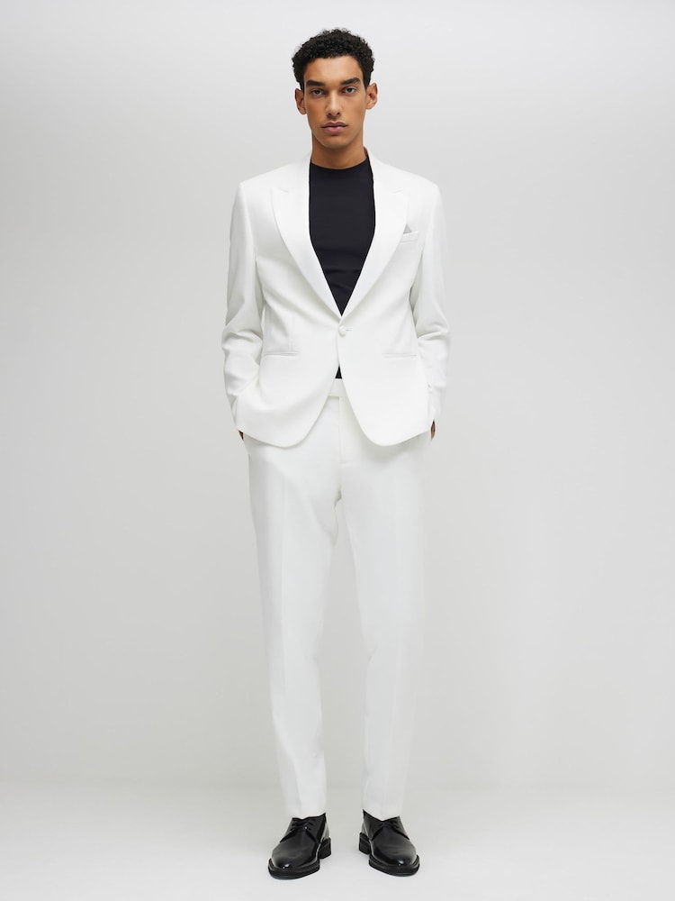 River Island White Slim Fit Tux Suit Trousers - Image 1 of 4
