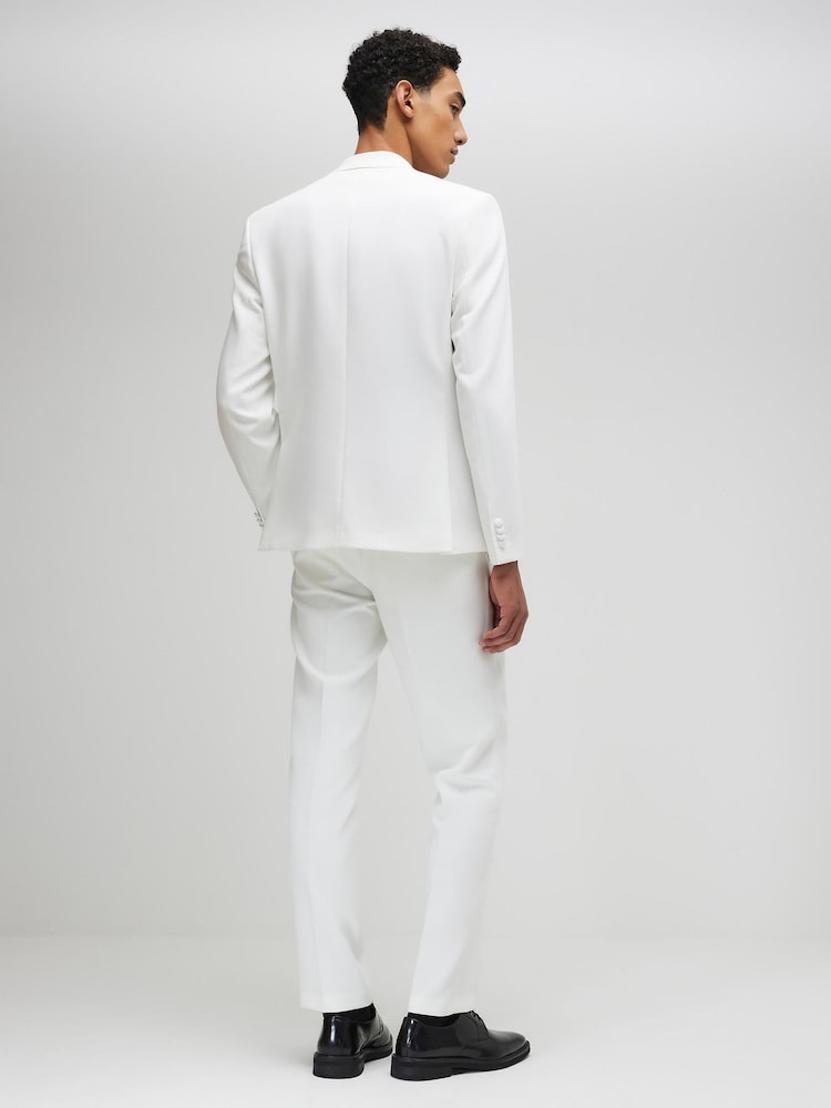 River Island White Slim Fit Tux Suit Trousers - Image 2 of 4