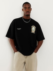 River Island Black Oversized Landscape Patch T-Shirt - Image 2 of 4