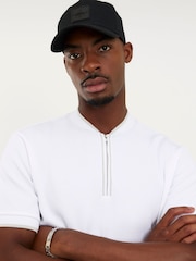 River Island White Slim Fit Baseball Polo Shirt - Image 1 of 4