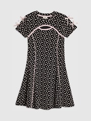 River Island Black Polka Dot Cut Out Dress - Image 1 of 4