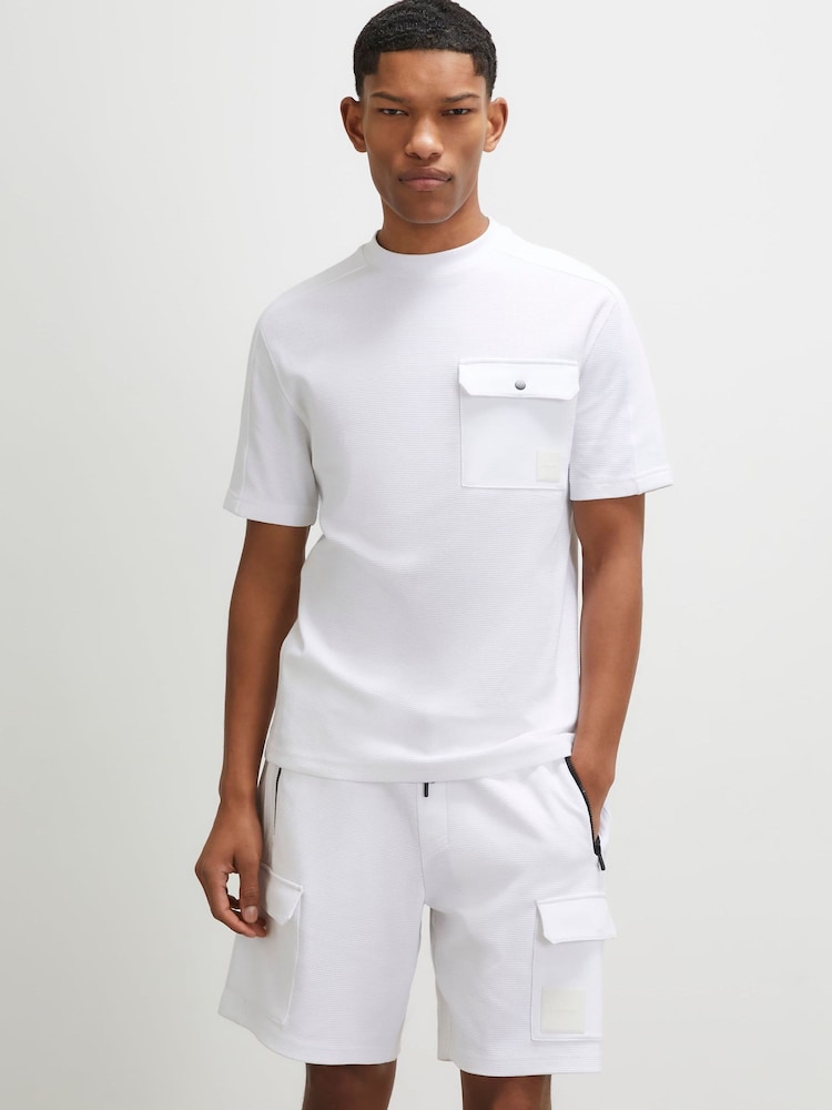 River Island White Slim Fit Waffle Pocket T-Shirt - Image 1 of 4