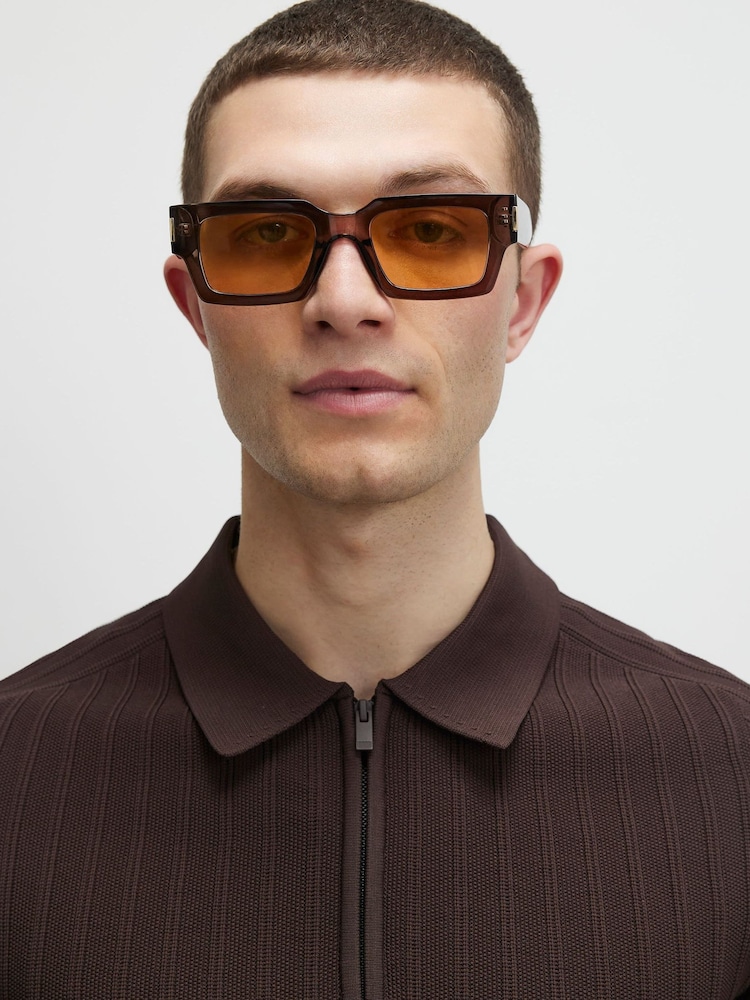River Island Brown Muscle Fit Rib Polo Shirt - Image 4 of 4