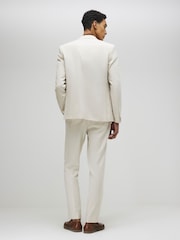 River Island Natural Slim Fit Linen Suit Trousers - Image 3 of 4