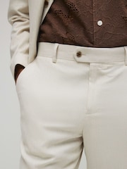 River Island Natural Slim Fit Linen Suit Trousers - Image 4 of 4