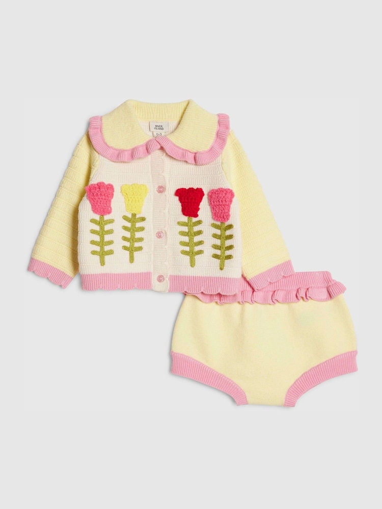 River Island Yellow Tulip Knitted Bloomer Set - Image 1 of 5 River Island Yellow Tulip Knitted Bloomer Set - Image 1 of 5