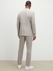 River Island Natural Slim Fit Linen Check Suit Trousers - Image 3 of 4
