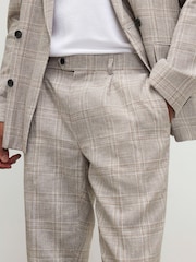 River Island Natural Slim Fit Linen Check Suit Trousers - Image 4 of 4
