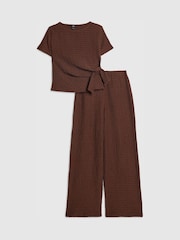 River Island Strukturiertes Bindetop & Hose mit weitem Bein Set - Bild 1 von 5