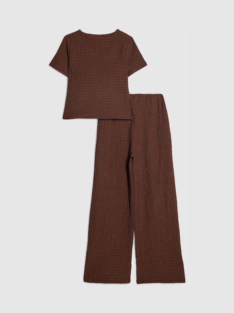 River Island Strukturiertes Bindetop & Hose mit weitem Bein Set - Bild 2 von 5