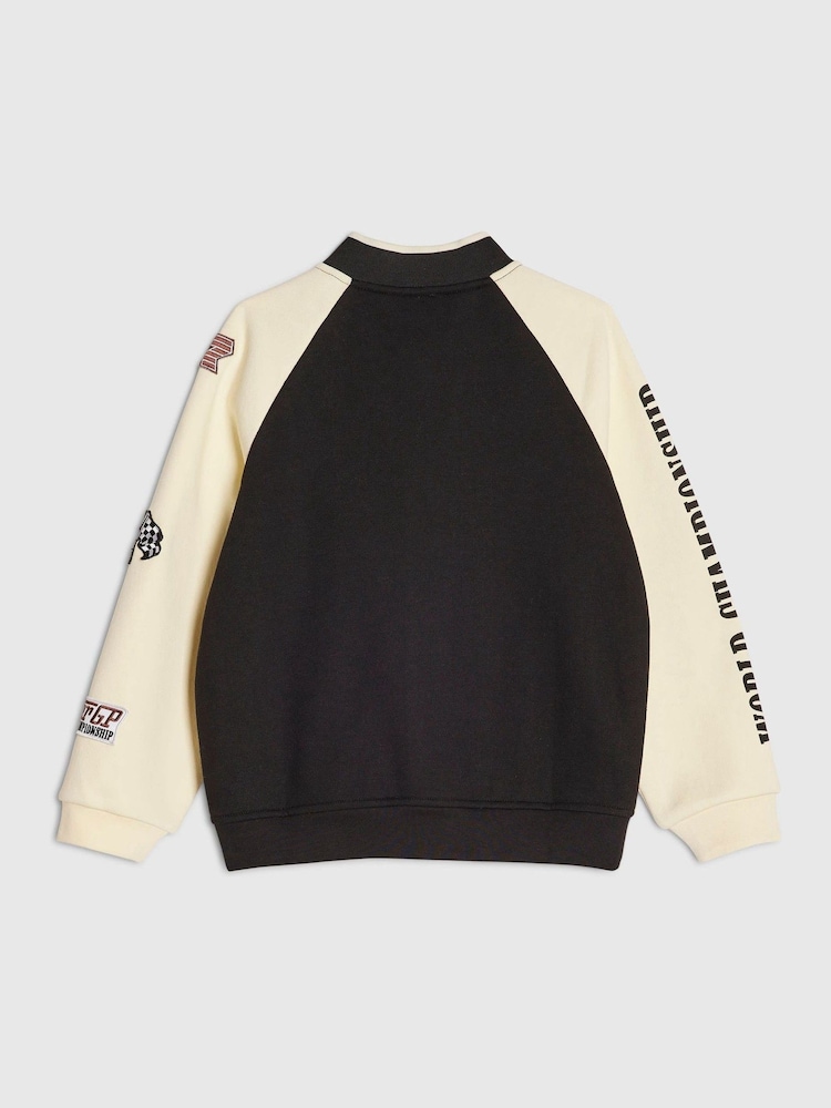 River Island Black Penrose Badge Bomber Jacket - Image 2 of 4 River Island Black Penrose Badge Bomber Jacket - Image 2 of 4