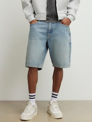 River Island Blue Regular Fit Light Wash Shorts - Image 3 of 4