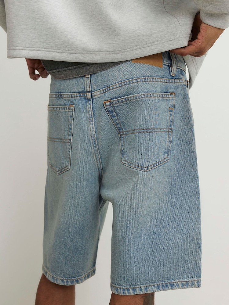 River Island Blue Regular Fit Light Wash Shorts - Image 4 of 4