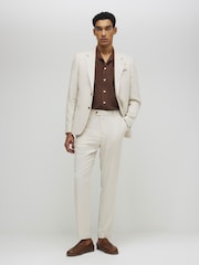 River Island Natural Slim Fit Linen Suit Jacket - Image 3 of 4