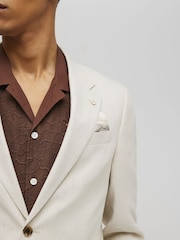 River Island Natural Slim Fit Linen Suit Jacket - Image 4 of 4