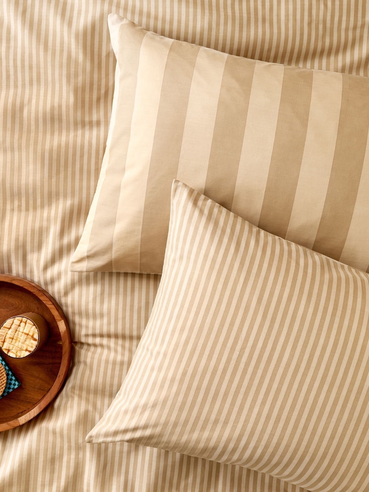 Furn Set of 2 Caramel The Ultimate Stripe Reversible Pillowcase - Image 1 of 1