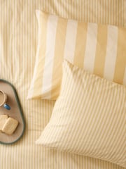 Furn Set of 2 Custard The Ultimate Stripe Reversible Pillowcase - Image 1 of 1
