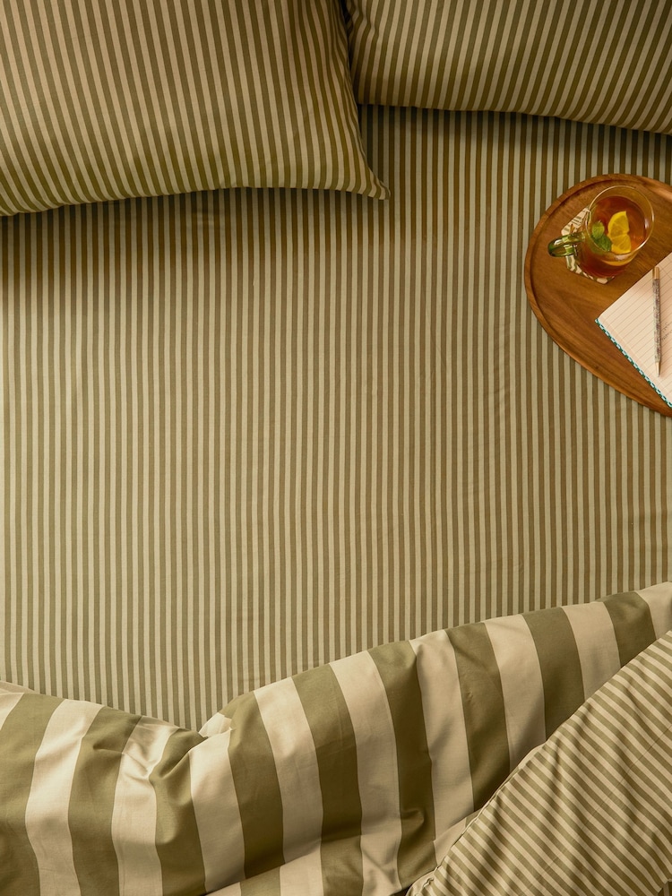 Furn Green The Ultimate Stripe Fitted Bed Sheet - Image 1 of 1