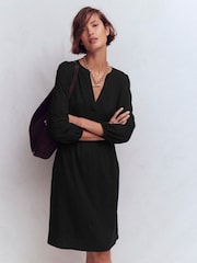 Boden Black Cathy Notch Neck Jersey Dress - Image 1 of 5