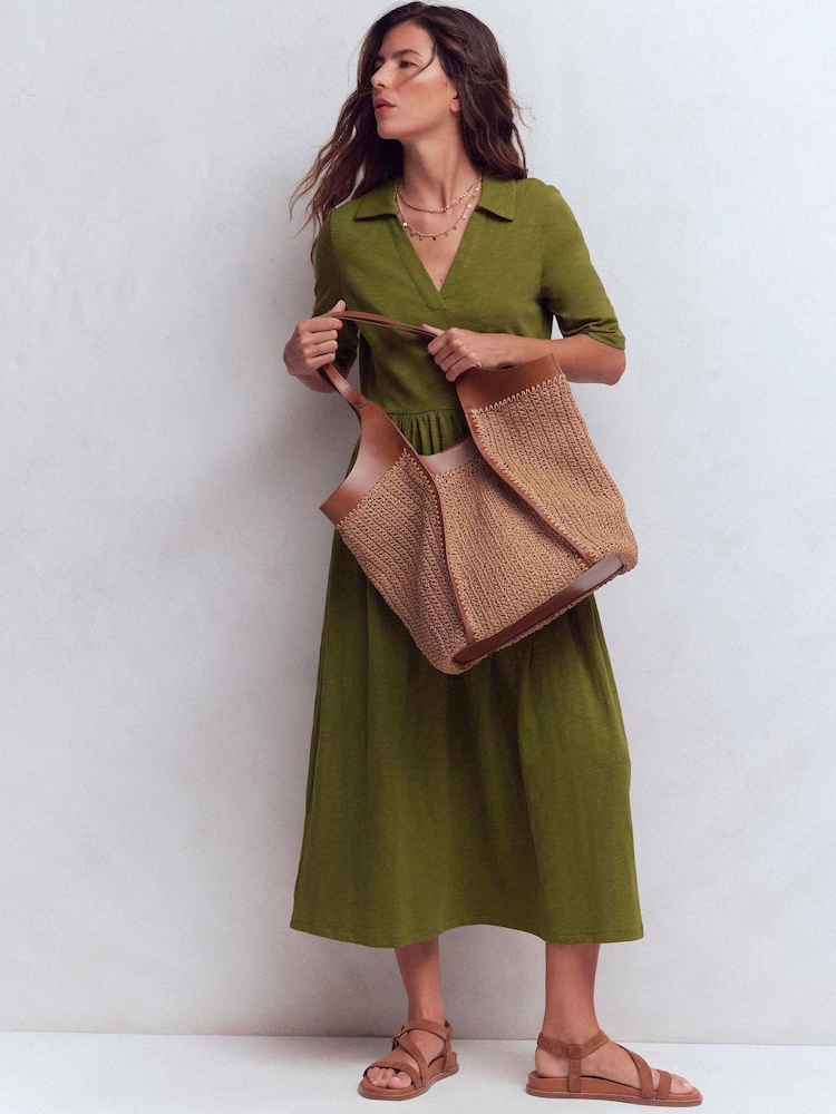 Boden Green Aria Collared Jersey Dress - Image 1 of 6 Boden Green Aria Collared Jersey Dress - Image 1 of 6