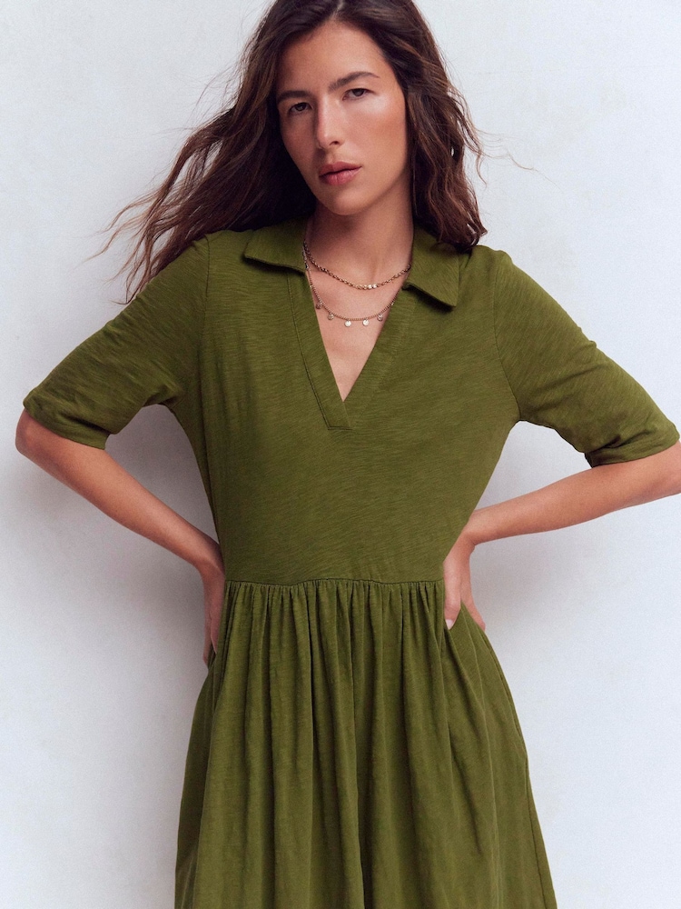 Boden Green Aria Collared Jersey Dress - Image 2 of 6 Boden Green Aria Collared Jersey Dress - Image 2 of 6