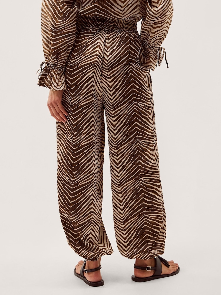 Monsoon Brown Pippa Animal Print Harem Trousers - Image 2 of 5