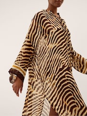 Monsoon Natural Clarissa Animal Print Midi Kaftan - Image 2 of 3